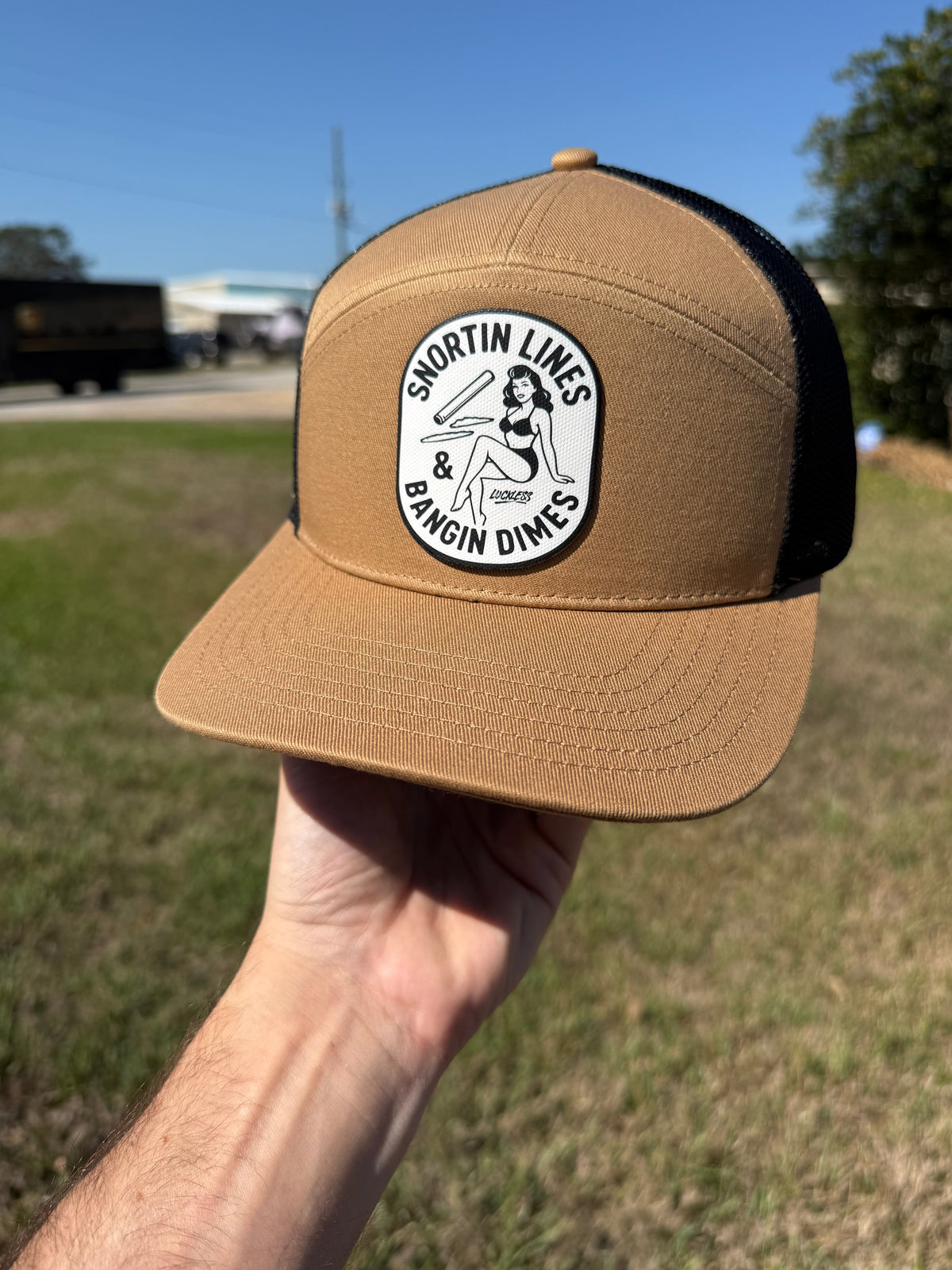 Lines and Dimes Canvas Patch Trucker