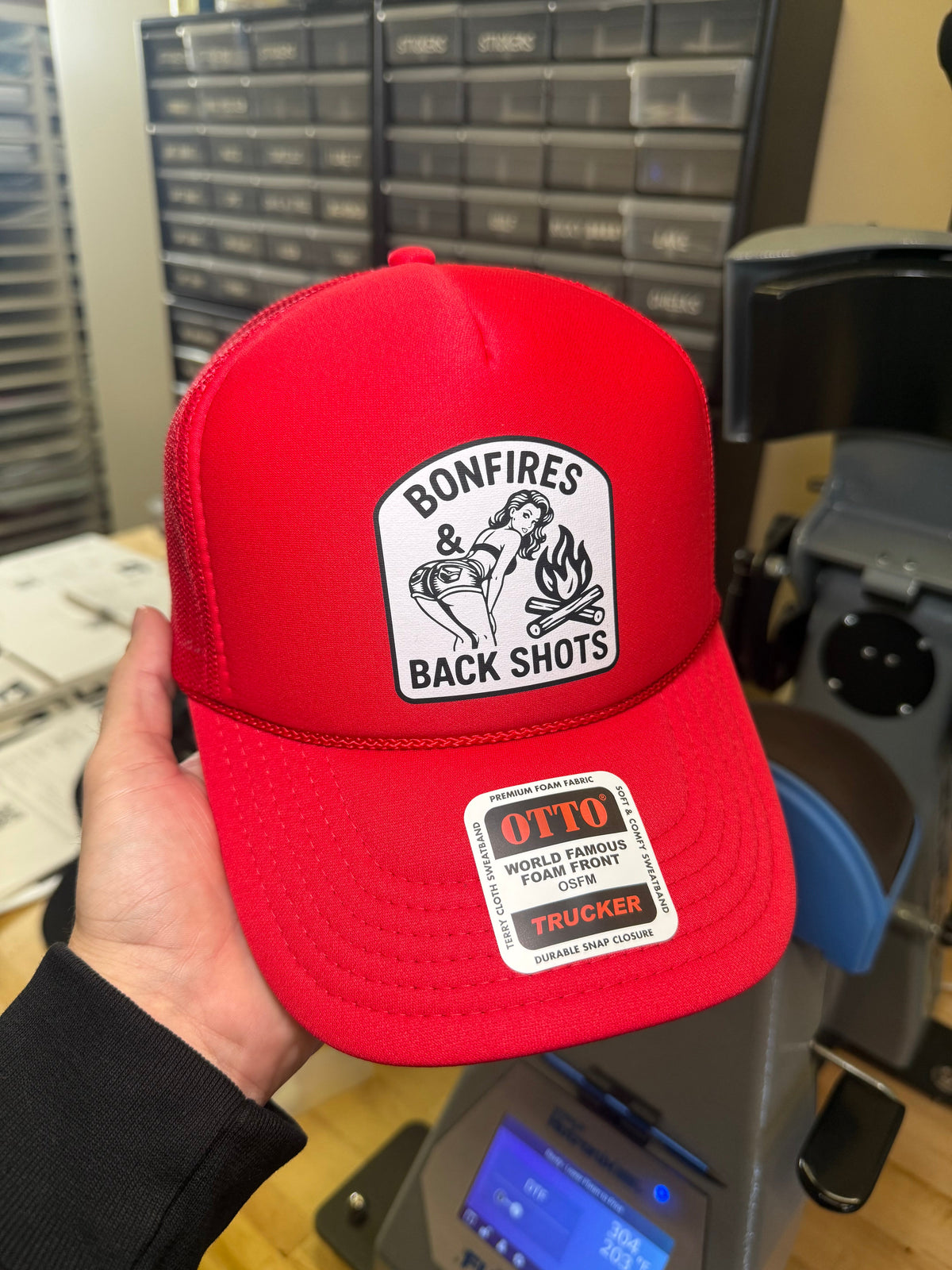Bonfires & Back Shots Trucker Hat