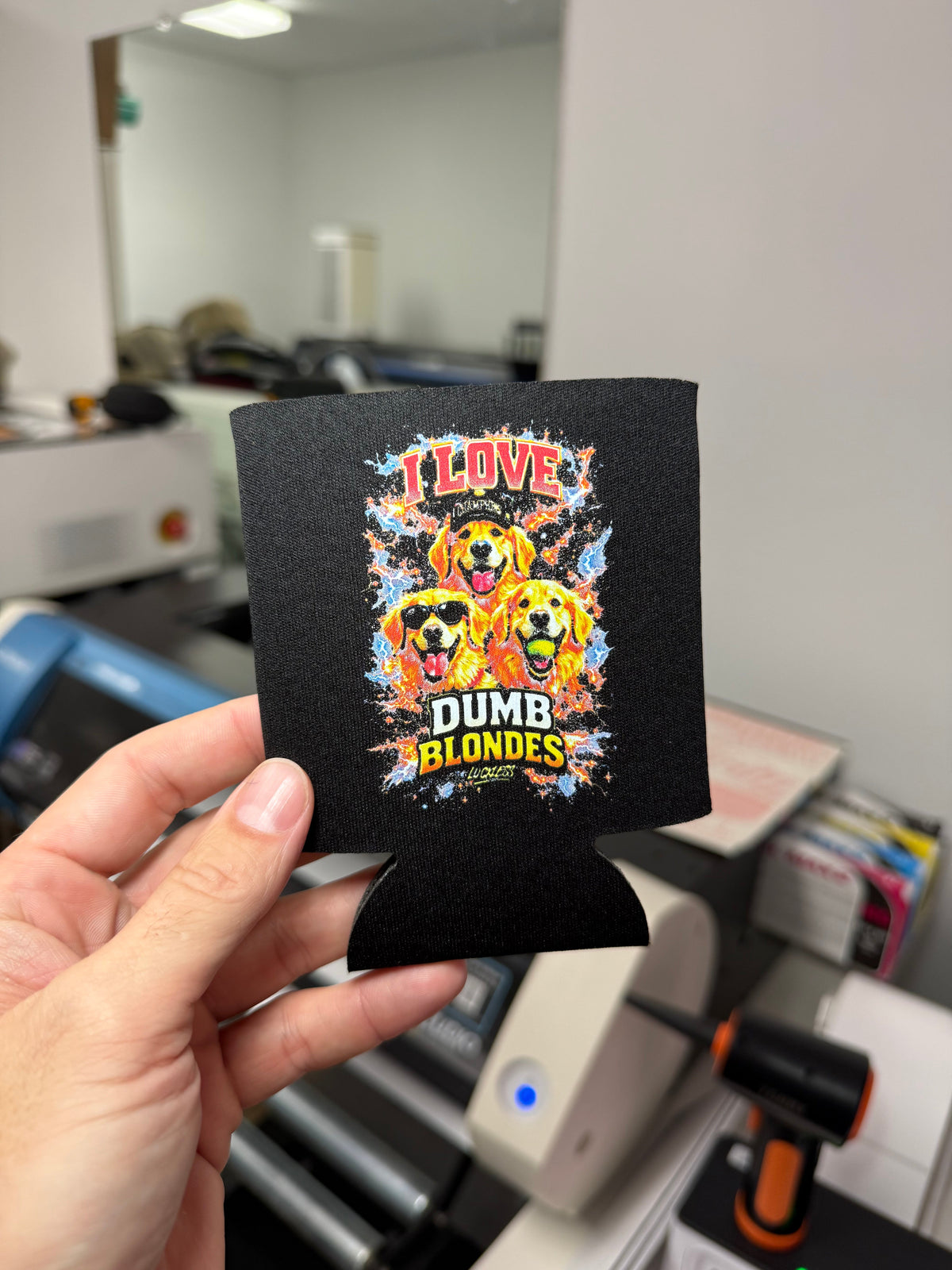 I Love Dumb Blondes Koozie