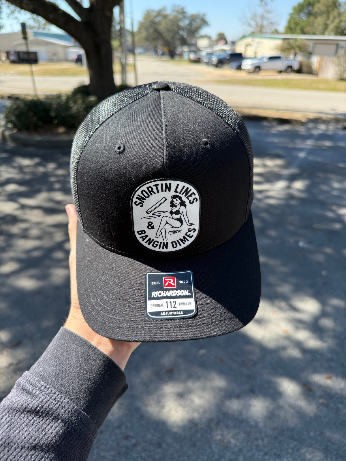 Lines and Dimes Canvas Patch Trucker