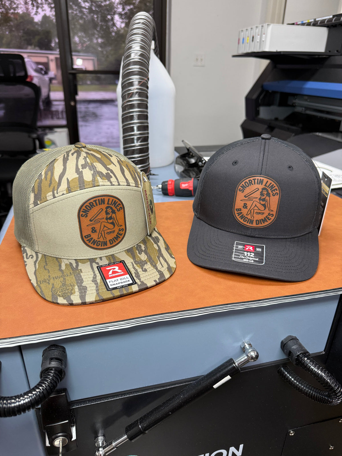 Lines and Dimes | Rawhide Leather Patch Hat Mossy Oak Camo